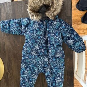 Lands' End Blue Snowsuit with Fur Hood